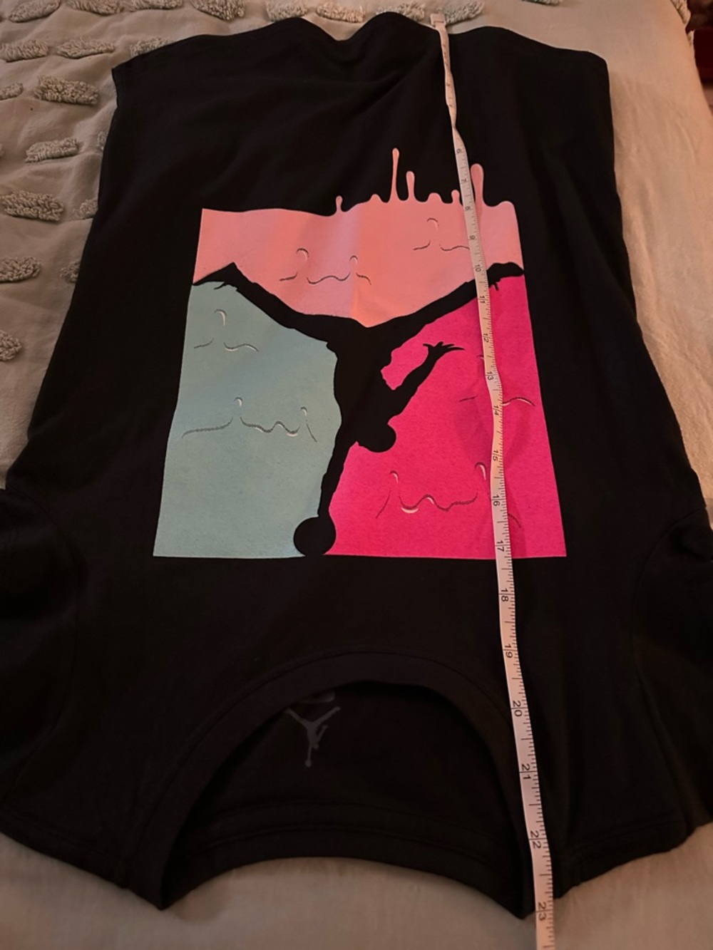 Jordan Black Tee with Pink and Teal Drip Jumpman | Size 10-12 Youth Girls NWT 🏷️ - Picture 8 of 11